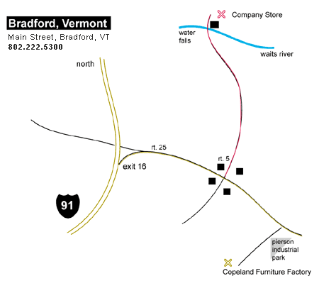 map to Bradford, Vermont, location