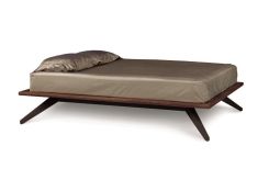 Astrid Bed without Headboard Panels in Walnut and Dark Chocolate