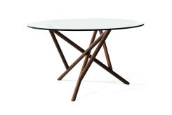 Baton Round Glass Top Tables