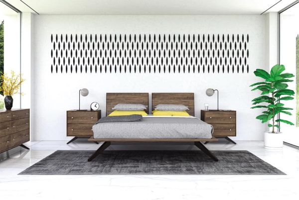 Astrid Bed without Headboard Panels in Walnut and Dark Chocolate