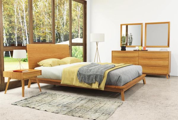  Catalina Bed with Solid Headboard in Cherry