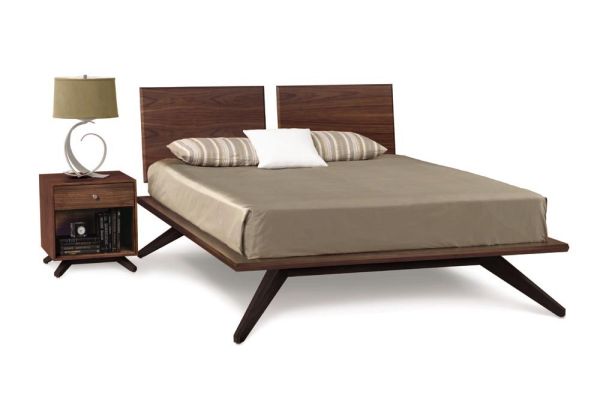 Astrid Bed with 2 Adjustable Headboard Panels in Walnut and Dark Chocolate