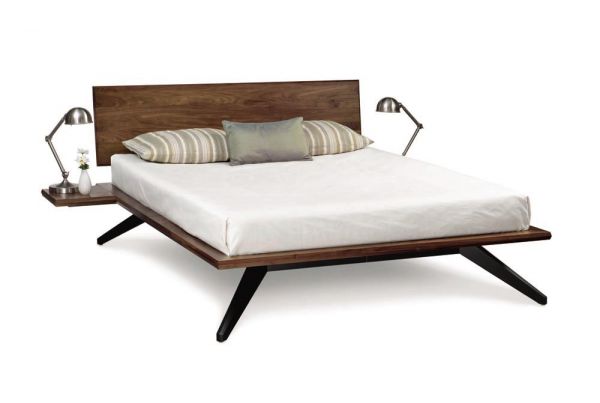 Astrid Bed with 1 Adjustable Headboard Panel in Walnut and Dark Chocolate