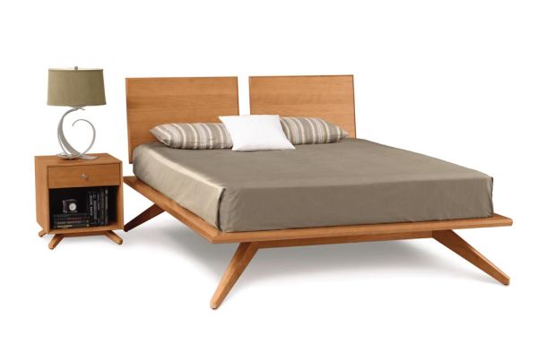 Astrid Bed with 2 Adjustable Headboard Panels in Cherry