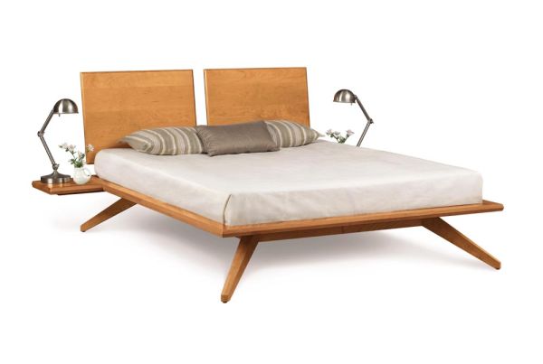 Astrid Bed with 2 Adjustable Headboard Panels in Cherry