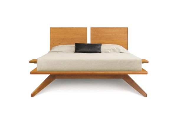 Astrid Bed with 2 Adjustable Headboard Panels in Cherry