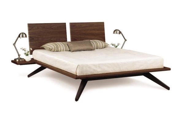 Astrid Bed with 2 Adjustable Headboard Panels in Walnut and Dark Chocolate