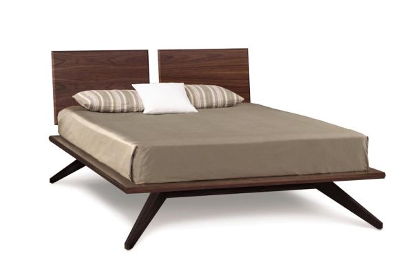 Astrid Bed with 2 Adjustable Headboard Panels in Walnut and Dark Chocolate