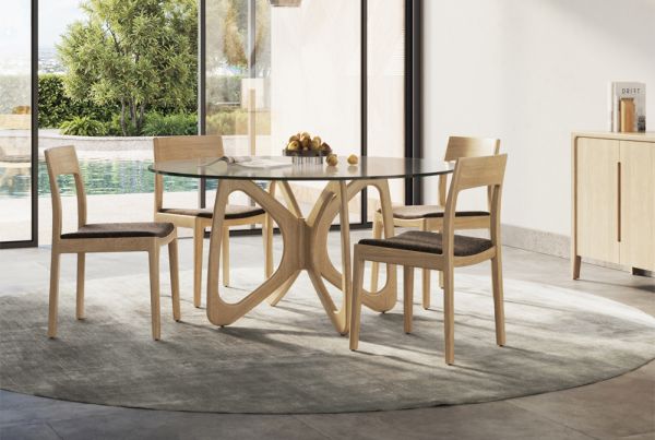 Butterfly Round Glass Top Table