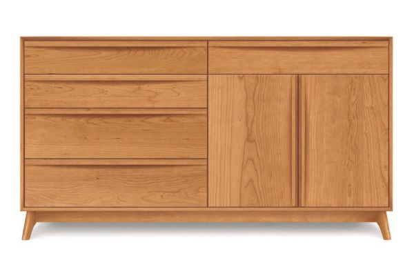Catalina 4 Drawers on Left, 1 Drawer over 2 Doors on Right Dresser in Cherry
