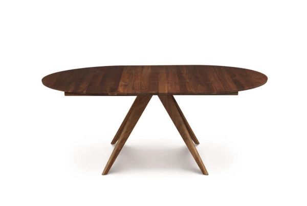 Catalina Round Extension Tables with easystow extension and leaf storage in Walnut