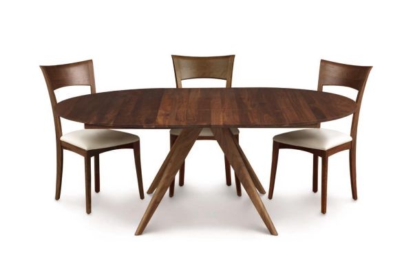 Catalina Round Extension Tables with easystow extension and leaf storage in Walnut