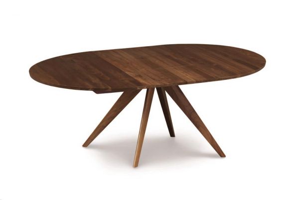 Catalina Round Extension Tables with easystow extension and leaf storage in Walnut