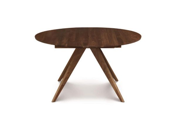 Catalina Round Extension Tables with easystow extension and leaf storage in Walnut