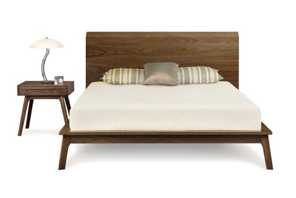  Catalina Bed with Solid Headboard in Walnut