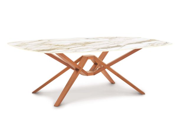 Exeter Boat Shaped Sintered Stone Top Tables in Cherry