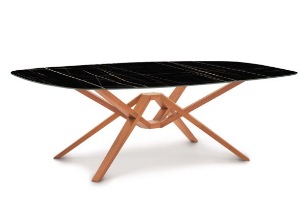 Exeter Boat Shaped Sintered Stone Top Tables in Cherry