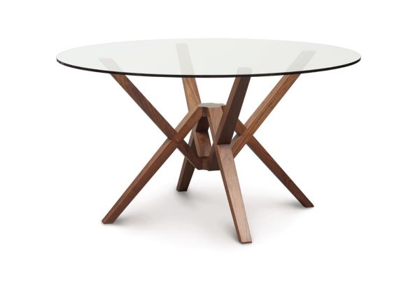 Exeter Round Glass Top Tables in Walnut