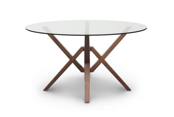 Exeter Round Glass Top Tables in Walnut