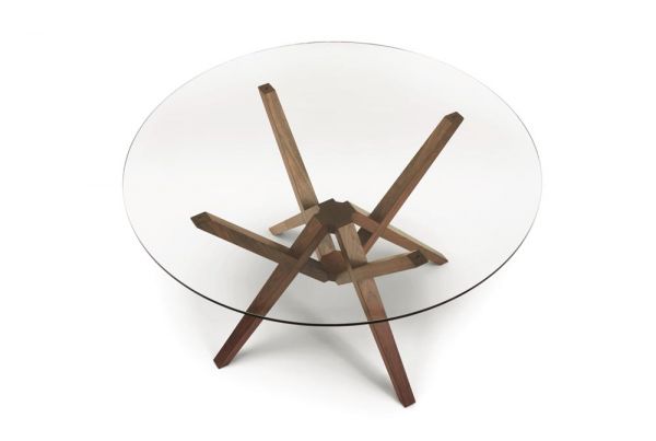 Exeter Round Glass Top Tables in Walnut