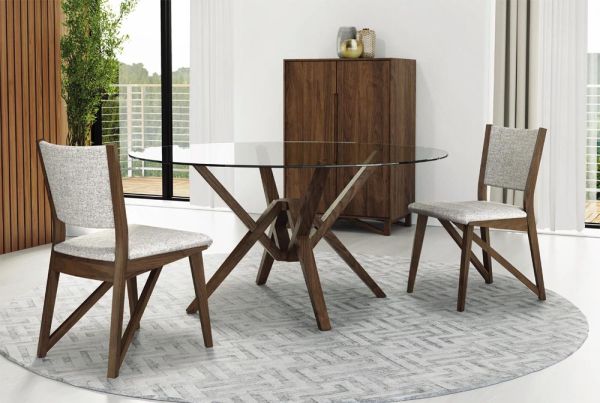 Exeter Round Glass Top Tables in Walnut
