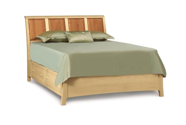 Sarah Sleigh Bed with Storage in Cherry/Maple