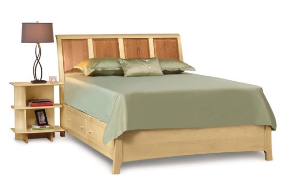 Sarah Sleigh Bed with Storage in Cherry/Maple