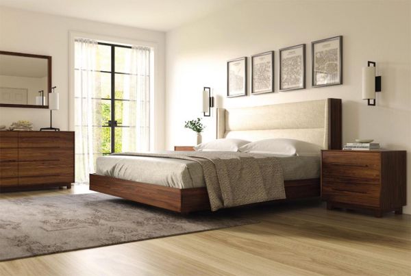 Sloane Bed with legs for mattress only in Walnut